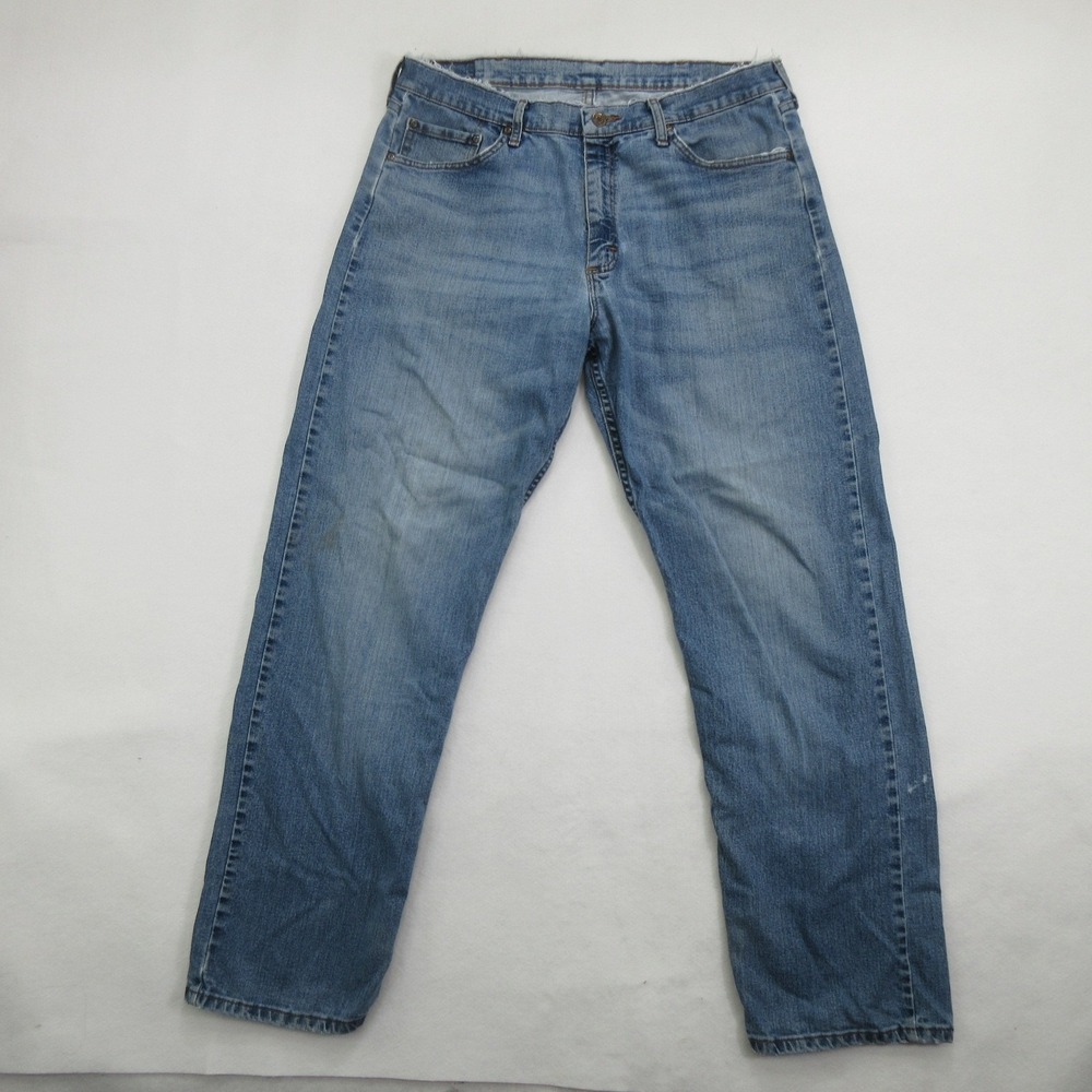 Wrangler Men's Jeans 35x32 Relaxed Fit Light Wash Stretch Blue 97FXWXD